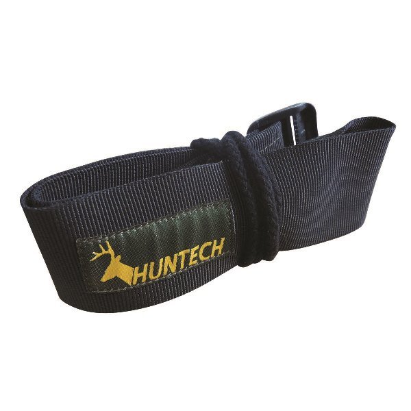 Black lanyard with Huntech logo in bright yellow