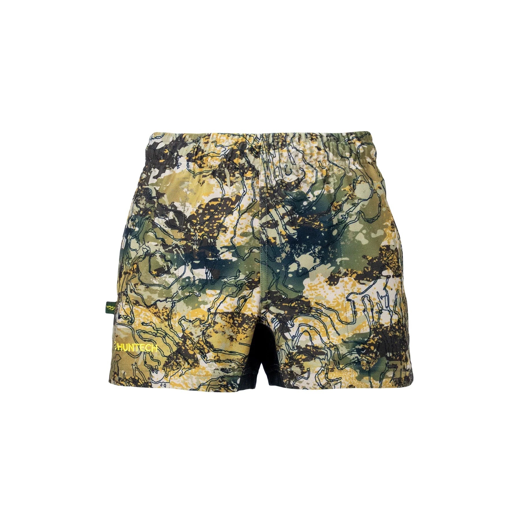 Kids Rugaz Shorts in a High Country camouflage pattern in a durable two-way brushed MicroLite fabric for water repellent lightweight comfort. Featuring a flexible spandex crutch panel, internal drawcord and elastic waist, they also have deep side pockets and an inner leg gusset. They ship from Australia.