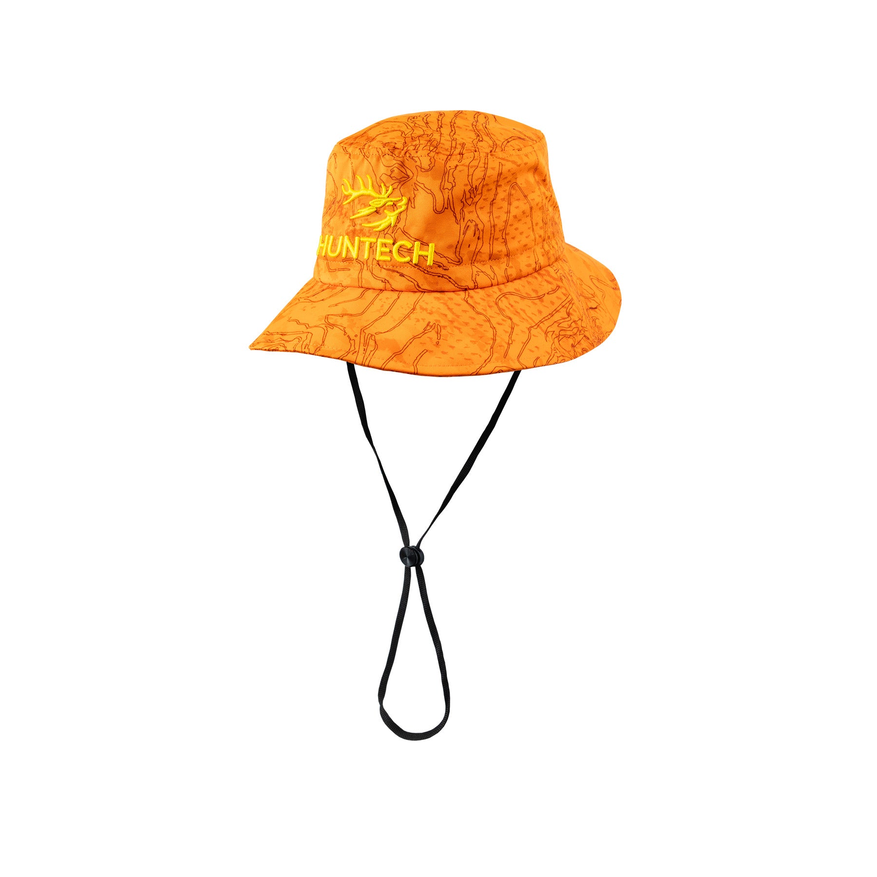 Bright orange camo bucket hat with Huntech logo on the front, a wide brim for excellent sun protection and a brushed tricot outer that keeps movement quiet. Comes with a reinforced water-resistant canvas lining on the brim and crown. Adjustable cord for a secure comfortable fit. Ships from Australia.