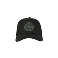 A black cap with an embroidered dark grey Huntech badge on the front, featuring a mid-profile fit with a curved peak.