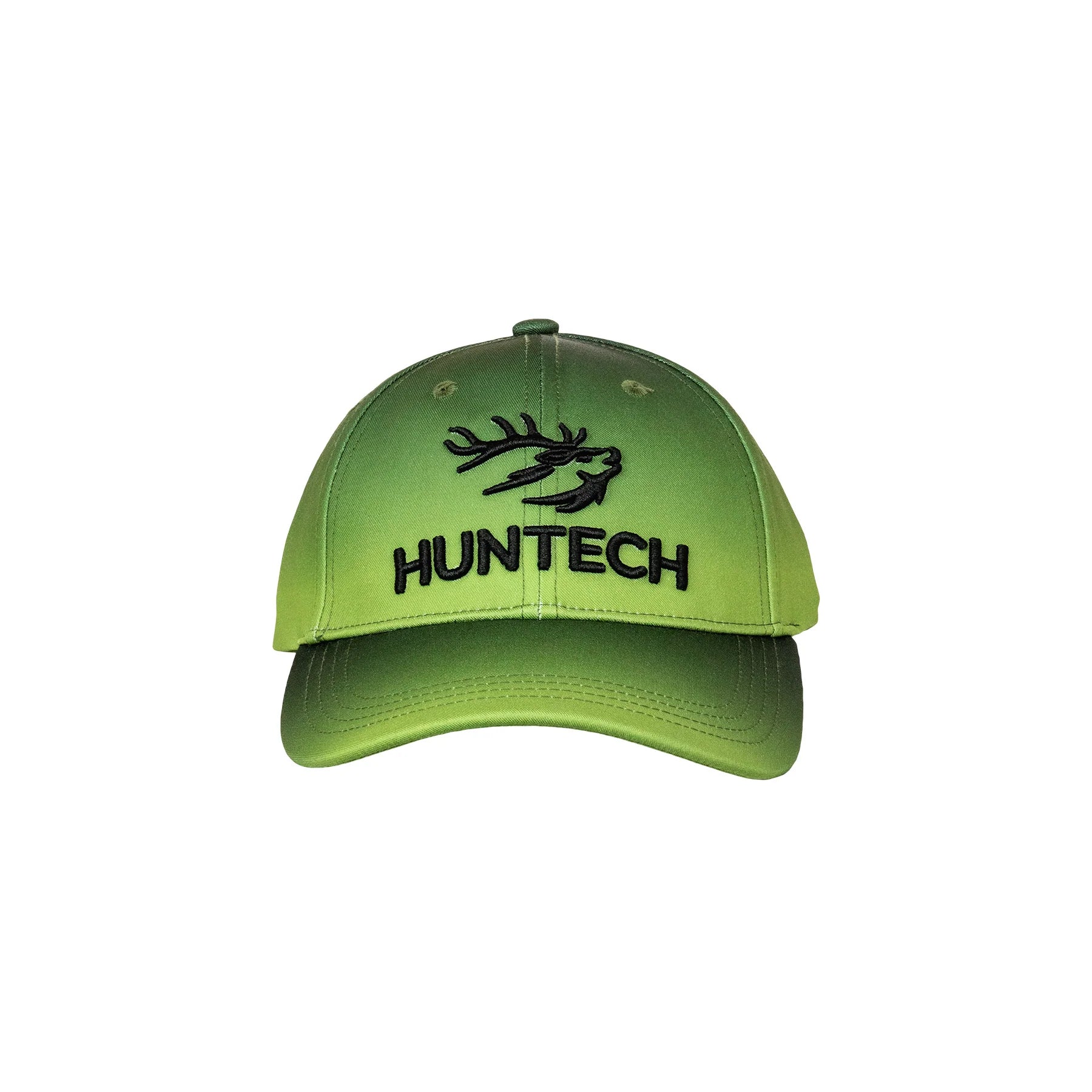 A kids' green cap with a gradient design and 'HUNTECH' branding on the front.