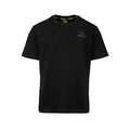 Front view of classic cotton tee in black 100% organic cotton with Huntech logo embroidered on left breast in grey cotton and branded tape on inside neck. Ships from Australia.