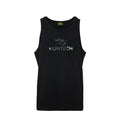 Front view of men’s ultra lightweight and breathable singlet in 100% organic cotton. Features a knocked back Huntech logo across the front chest. Shown here in black, this item ships from Australia.