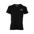 Front view of women's 100T organic cotton crew heck short sleeved tee in black with Huntech logo on left breast in foil.  This items ships from Australia.