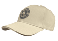 Close up of cream 6 panel cap comes with a pre-curved brim and Velcro adjustment strap. One size fits most with a classic Huntech badge front and centre on this acrylic twill cap. Ships from Australia.