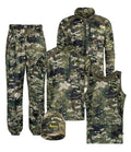 Men’s bush essential fleece pack consisting of a sweatshirt, pant, tee, singlet, and beanie in 180gsm high grade anti-pill finished fleece. Shown in kakariki camo pattern. Ships from Australia.