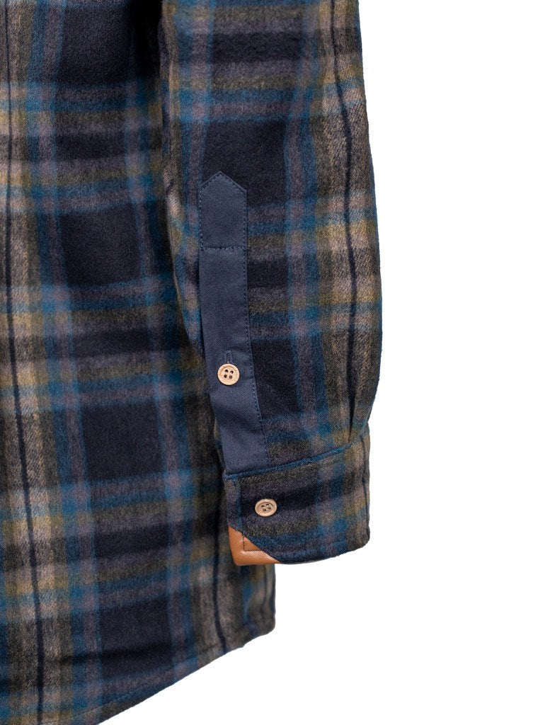 Close up of button close cuffs with placket in navy blue. Ships from Australia.