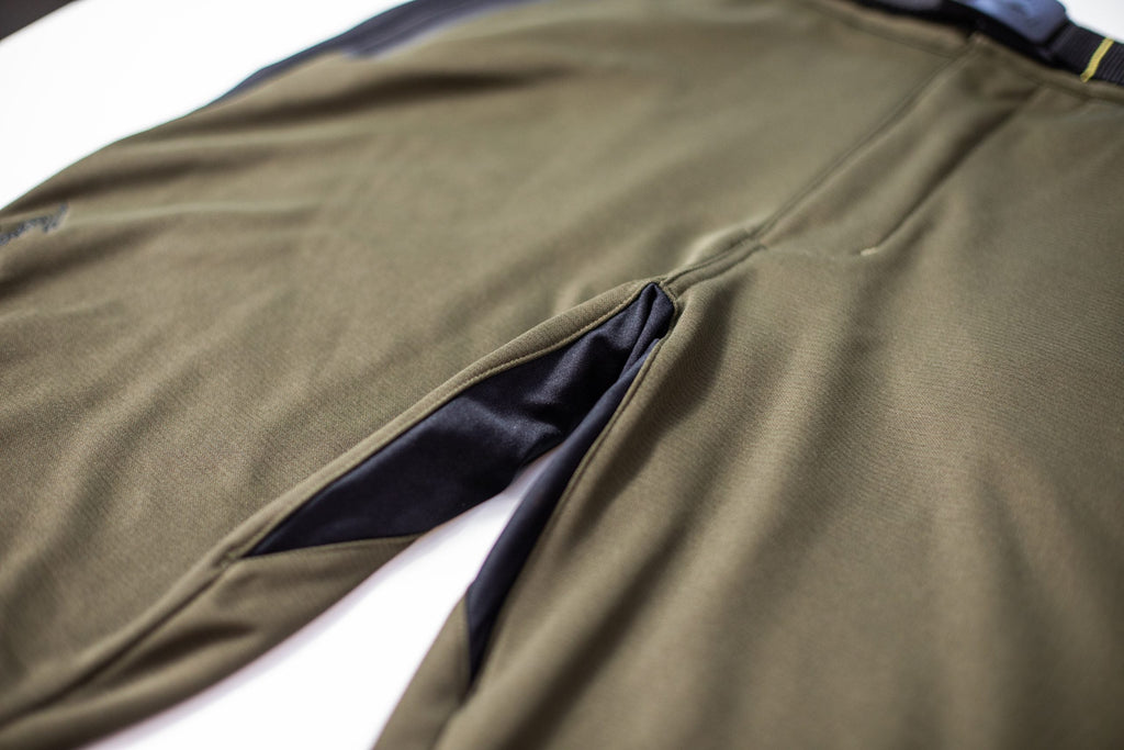 Close up of the flexible spandex crotch.