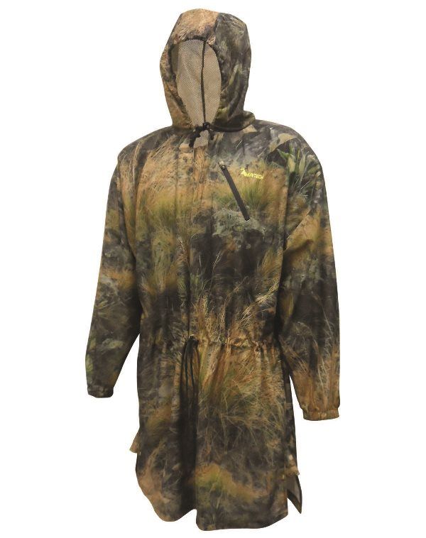 Image shows gillie capes in high country camo. It’s designed to chuck over whatever you’re wearing to conceal you from head to knees. Lightweight and tough, for year-round use, it rolls up ultra-small. Ships from Australia.