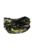 Lightweight, breathable and stretchy, recycled fabric neck gaiter in Kakariki camo design with bright yellow Huntech logo at lower edge. Ships from Australia.