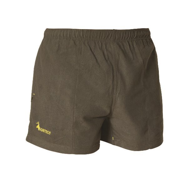 Men’s short shorts in microlite fabric, deep side pockets, and an inner gusset for freedom of movement. They also come with an internal draw cord and elastic waist. Ship from Australia and shown in black with a Huntech logo in bright yellow near bottom edge.